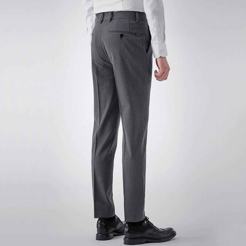 Quần bó sát nam có chân nhỏ Kiểu Hàn Quốc Xám Quần phù hợp chuyên nghiệp Quần thun Chính thức mặc Quần nhỏ thẳng - Suit phù hợp