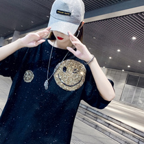 Bright Sheet Bright Flash T-Shirt Woman 2022 new European stock Large version loose Star short sleeve Heavy Industry with long overfire cec