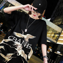 t-shirt short-sleeved womens 2021 new fashion brand lazy wind oversize mid-long summer net red ins top student tide