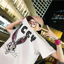 Superfire cec short sleeve t-shirt female summer 2022 new loose medium long-money-damp net red pure cotton shiny blouses