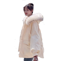 Large size down cotton coat for women 2024 new style medium and long oversize fur coat thickened trendy brand ins
