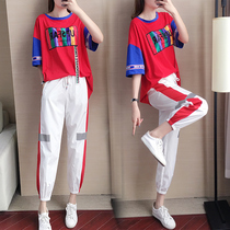 Very fairy 2022 spring summer new little sub casual tennis red sports two suits Korean version foreign air big code womens clothes