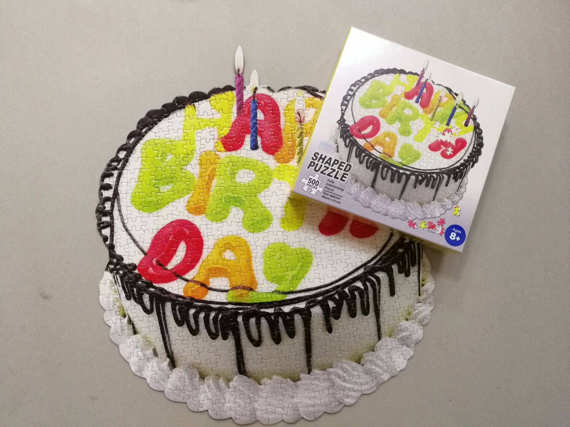 創意不規則500片拼圖成人兒童耶誕生日禮物益智休閒玩具心型 蛋糕