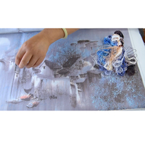 Embroidery Diy Material Package Embroidery Pattern Cloth Prints Su embroidered Spring Summer and autumn Winter Four couplets Scenery Customized