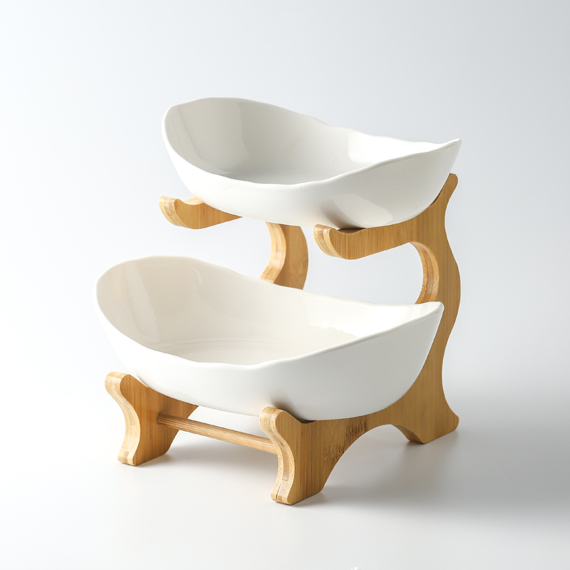 Multi-layer ceramic fruit plate Nordic simple dried fruit plate home living room new Chinese porch key tray storage basin