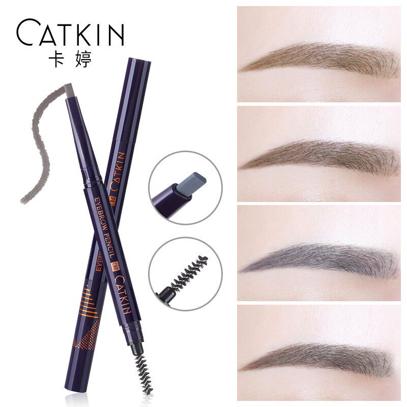 Kating double-headed automatic eyebrow pencil waterproof, sweat-proof, long-lasting, not easy to fade, beginner's one-word eyebrow with eyebrow brush makeup
