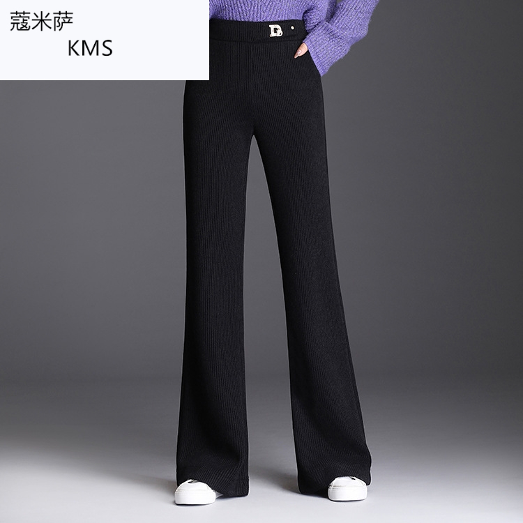 Mùa thu / đông sợi mới của Hàn Quốc phiên bản của phiên bản Hàn Quốc của eo cao hiển thị mỏng jane quần nón quần âu đen dài kéo của phụ nữ