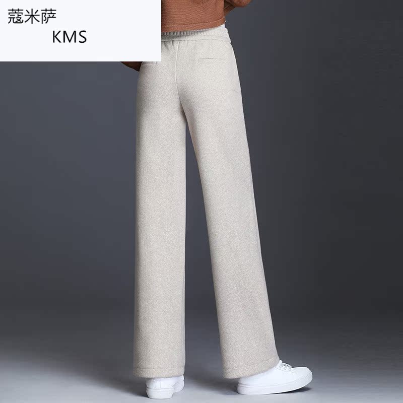 Hairy quần rộng chân mùa thu của phụ nữ / mùa đông mới loose-fitting lỏng loose-fitting quần thẳng dài lưng cao dài