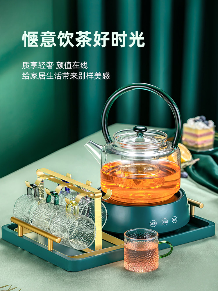 Light luxury herb tea set glass afternoon tea teapot European high-end flower teapot set