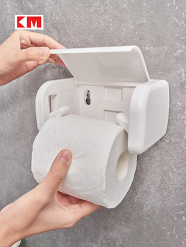 Bathroom roll paper holder wall-mounted paper towel holder suction wall punch-free waterproof kitchen bathroom toilet paper box tissue box