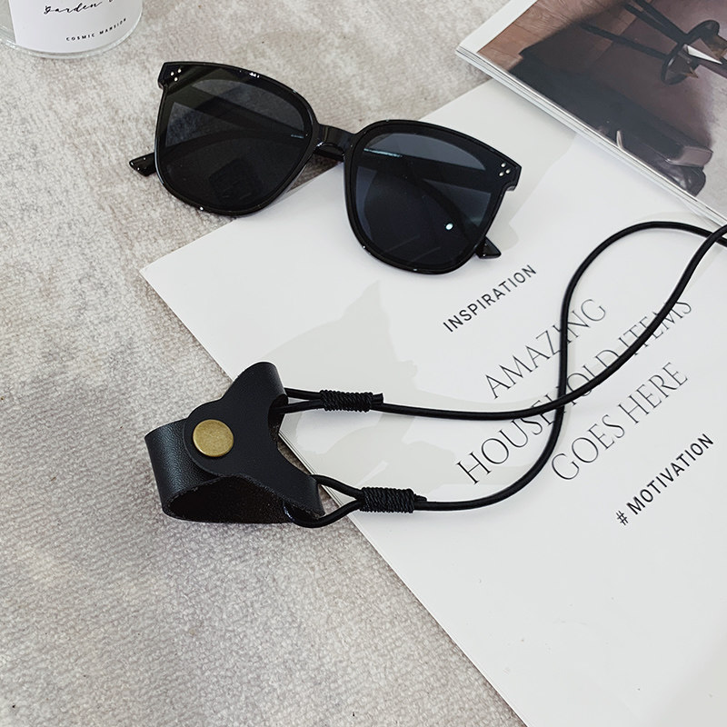South Korea Ins Retro Sunglasses Pendant Sydney Glasses sunglasses chain anti-fall black glasses rope hanging neck leather clip