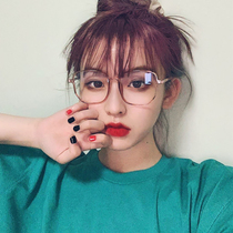 Retro Brown anti-blue myopia glasses female Korean version of tide big face thin plain face big frame student Joker glasses frame