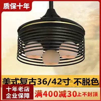 Love fan home led invisible fan ceiling fan light Retro American ceiling fan light Dining room Bedroom living room with light remote control 36 42
