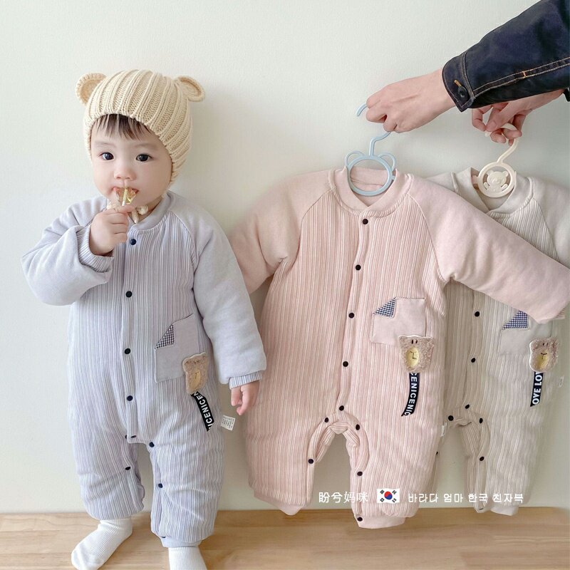 South Korean winter gush thickened baby Even body clothes pure cotton climbing clothes for men and women warm out to wear cotton clothes