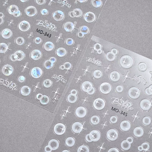 Фэнтезийная вода пузырьковая желе раковина световые ногти наклейка с рельеф