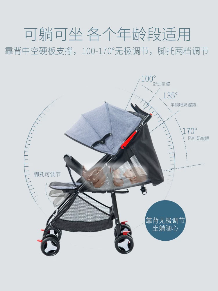 Xe đẩy trẻ em ba trong một có thể được ngồi, nằm xuống, mở rộng, ánh sáng, và có thể được gấp lại. - Xe đẩy / Đi bộ