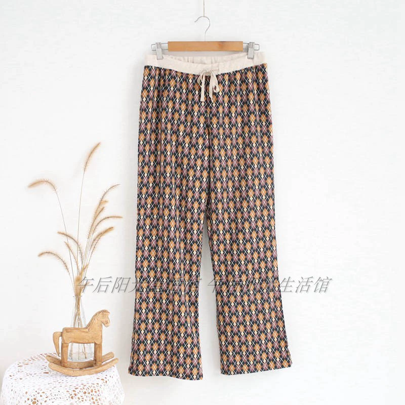 Quần nữ ấm áp không thấm nước quần cotton dày vải chéo lông cừu bên trong quần pyjama bốn màu vào H-48