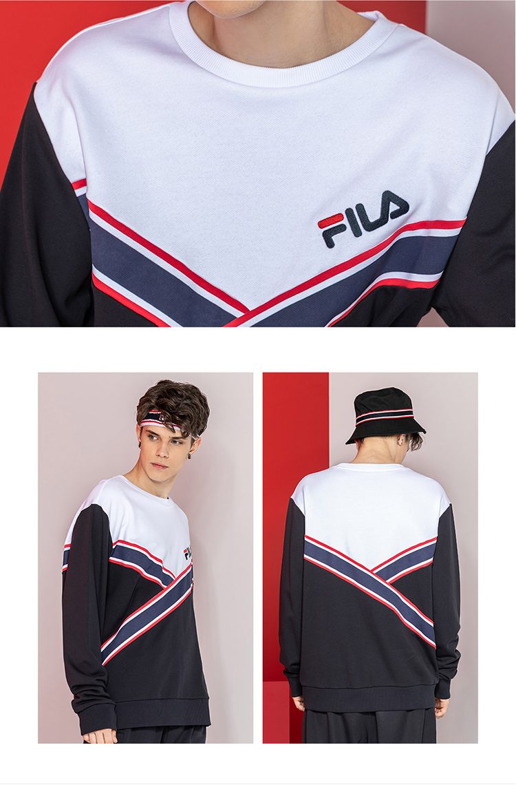 PHIM FUSION Áo len nam Fila 2018 mùa đông mới thể thao thư giản dị khâu áo len nam - Thể thao lông cừu / jumper áo hoodie form rộng nam