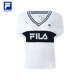 FILA ຢ່າງເປັນທາງການ Summer V-neck ເສື້ອທີເຊີດກິລາຂອງແມ່ຍິງສີກົງກັນຂ້າມແບບງ່າຍດາຍ Casual ວ່າງແຂນສັ້ນ