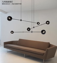 Designer Nordic minimalist wrought iron chandelier personality creative geometric line lamp living room dining room bedroom model room lamp