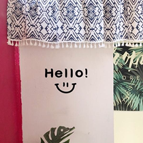 hello hello super cute smiling face ins wind glass door sticker anti-collision net celebrity clothing coffee shop push door wall sticker