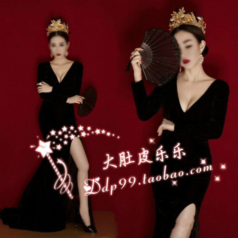 518 Fashion Retro Pregnancy Photos Big Belly Photos Photography Write Real Clothes Rental Photos PHOTO GALLERY WITH BLACK DRESS DRESS IN BLACK DRESS