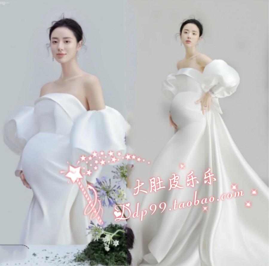 972 maternity photo clothing rental new photo studio high-definition simple white dress maternity photo photography photo clothes