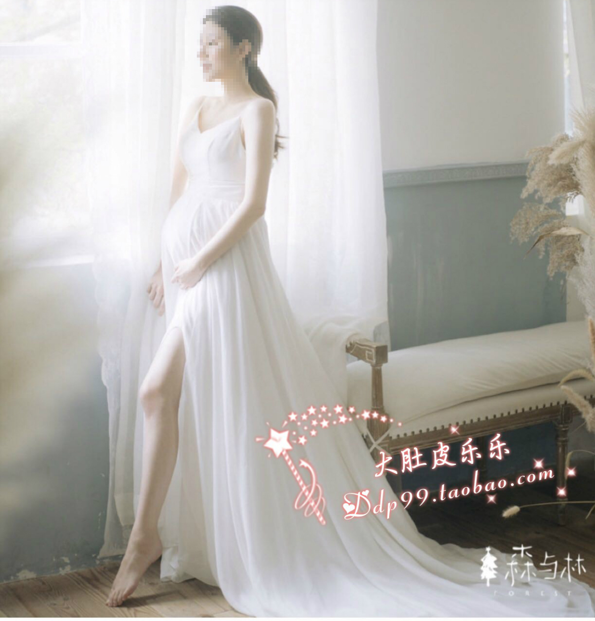 706 Freshener Woman White Snow-spinning Pregnant Woman Photo-Photography Write Real Clothing Rental Meritocratic long Skirt Gestation Photos