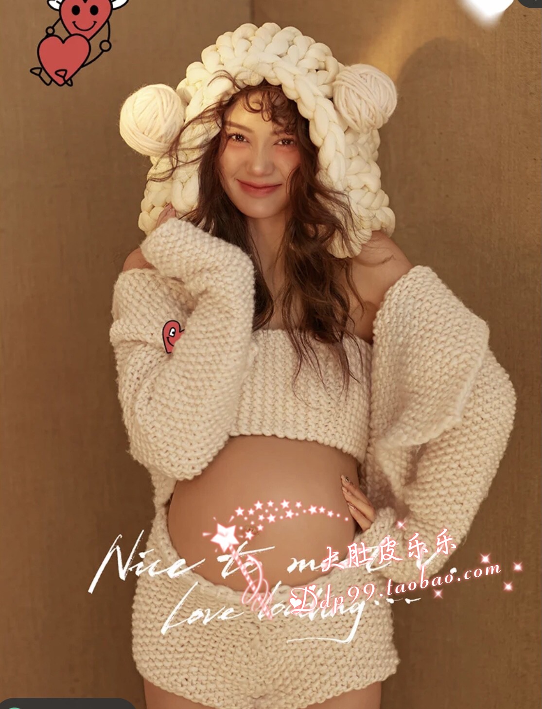 950 Pregnant Woman Photo Clothing Rental Home Cute Little Fresh Rough Knit New Photo Gallery Big Belly Art Sweater