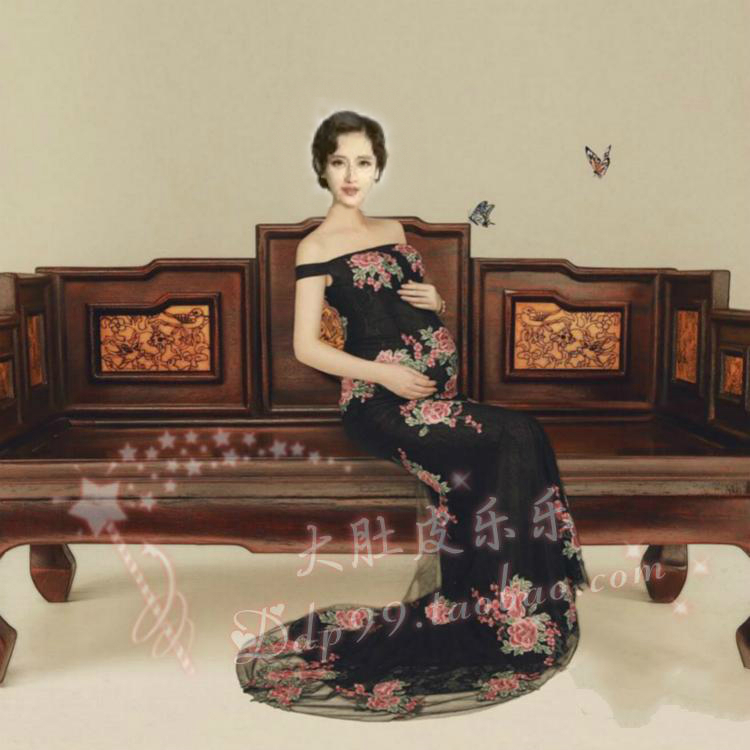 409 cho thuê phong cách Trung Quốc phụ nữ mang thai chụp ảnh quần áo studio đồ cổ mang thai thời trang retro ảnh quần áo đầm bầu thời trang
