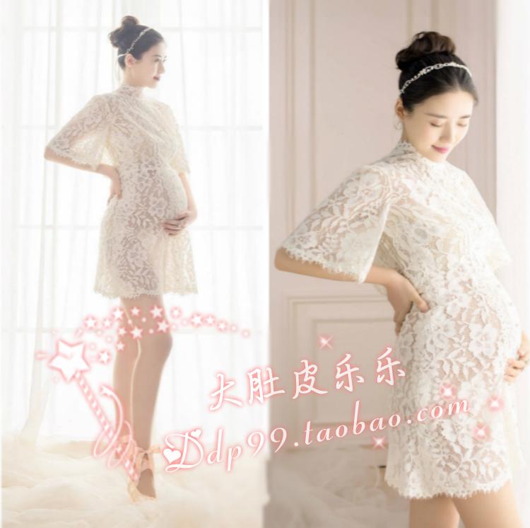 552 ảnh studio phụ nữ mang thai ảnh quần áo studio chụp ảnh trang phục đẹp váy ren cho thuê váy trắng - Áo thai sản các kiểu áo bầu đẹp