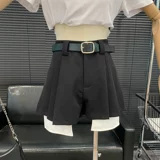 Модный ремень, лента, пластырь для отдыха, шорты, штаны, осенний, высокая талия, свободный прямой крой