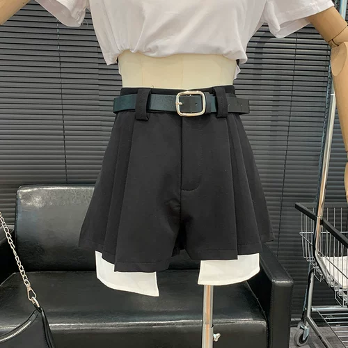 Модный ремень, лента, пластырь для отдыха, шорты, штаны, осенний, высокая талия, свободный прямой крой