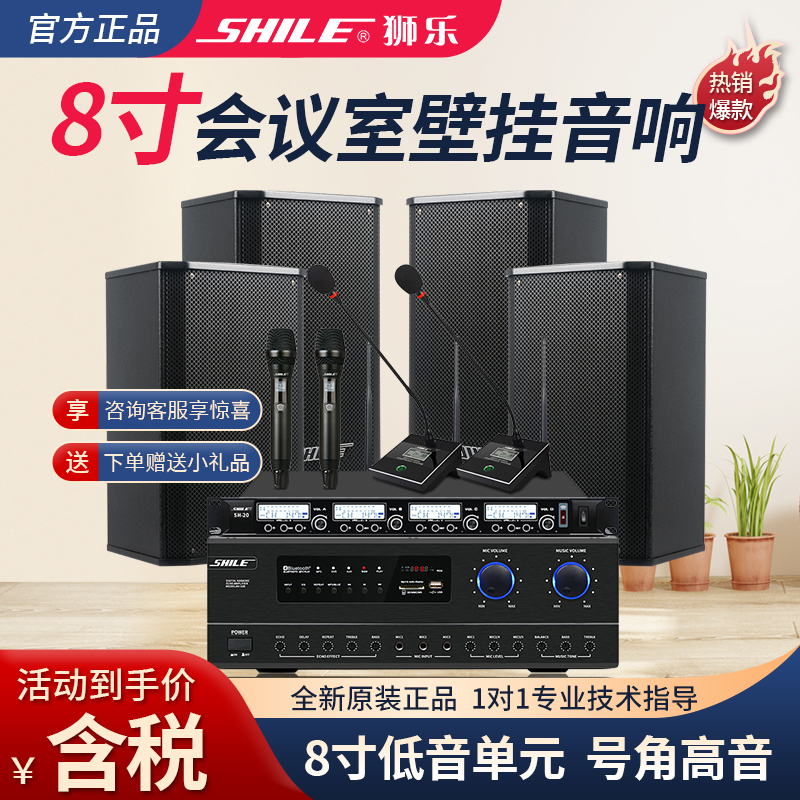 Shile Bx108/Av108 Conference Room Audio Set Amplifier Combination Training Store Supermarket Wall-Mounted Speakers