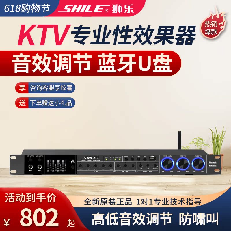 Lion Music YD-908 Front Level Effectors Double Mixers Tuning Bluetooth USB Recordings K Songs Anti-Howl Calling System