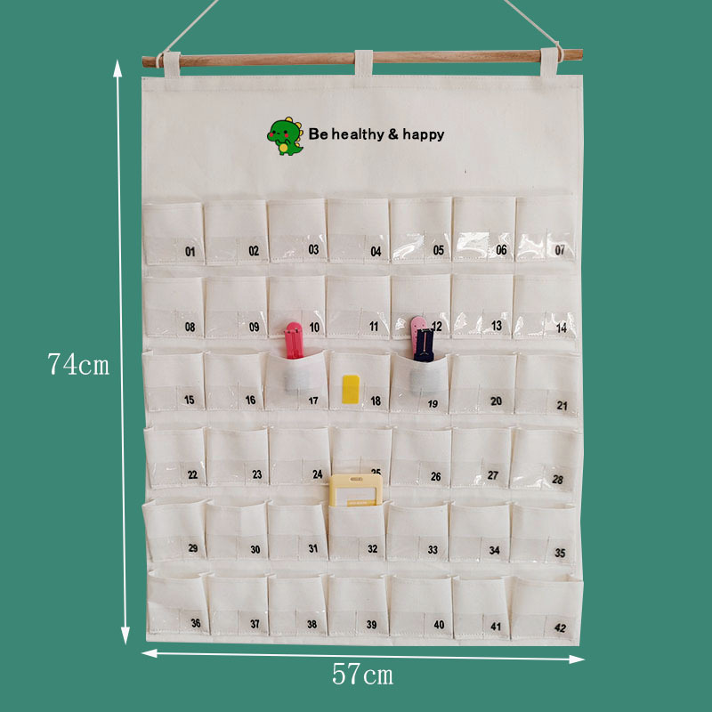 Cotton and Linen Hanging Watch Card Storage Bag, Double-Layer, Can Insert Photo Labels, Pick-Up Card Bag, Multi-Layer Key Storage Bag