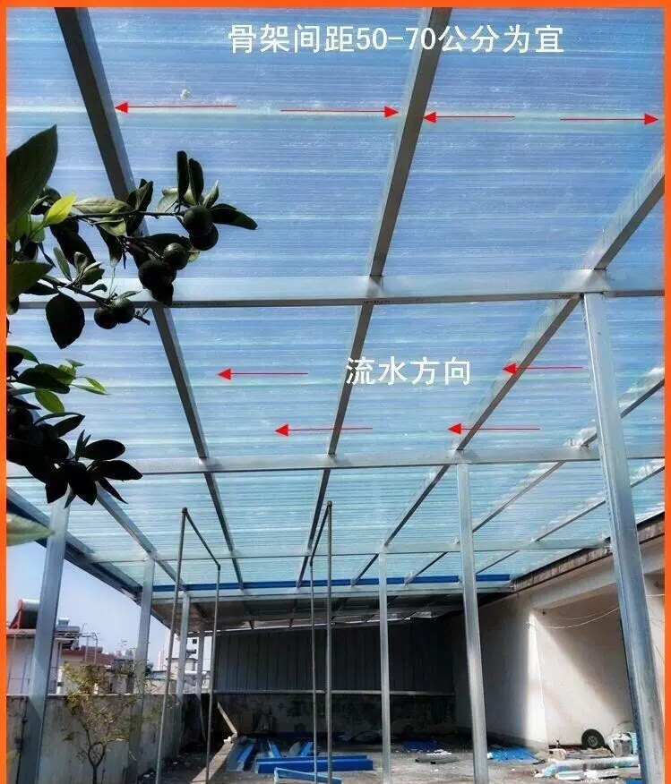 Навес 采光瓦透明瓦片塑料屋顶透光瓦楞阳光板厂房耐力大雨棚钢化隔热瓦