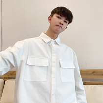 Looking for old tide brand spring new mens long-sleeved shirt Korean version of the trend shirt loose casual white inch shirt all-match