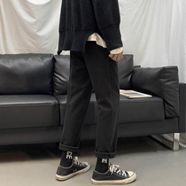 Winter pants mens thickened material Korean version of the trend all-match drop straight pants trend brand loose student casual trousers