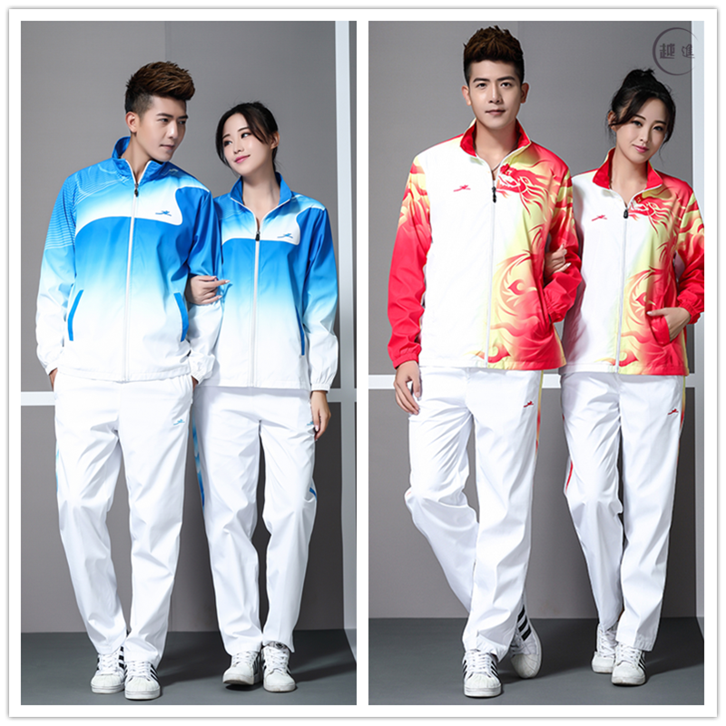 Korean version Long sleeves men and women long style table tennis clothes suit autumn and winter sports wear jacket speed dry imprint badminton clothes 