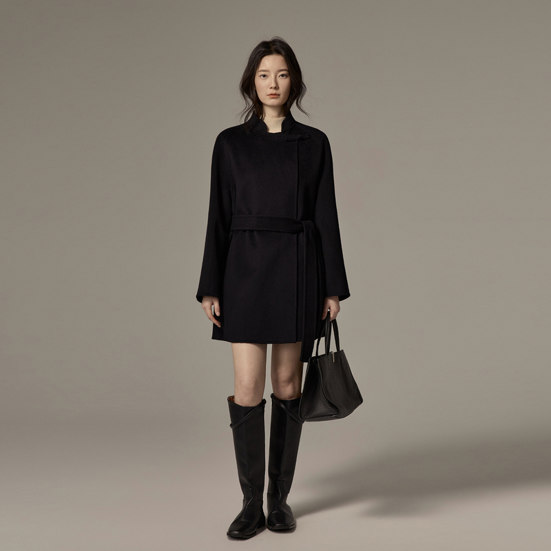 Duomuyan's Designer Retro Double-Sided Cashmere Coat 2026 Autumn and Winter New Style with Buttoned Waist-Cinching Elegant Woolen Coat Duomuyan's Designer Retro Double-Sided Cashmere Coat 2026 Autumn and Winter New Style with Buttoned Waist-Cinching Elegant Woolen Coat