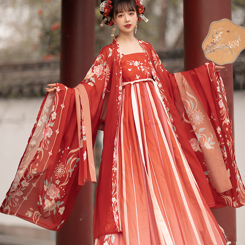 Original by Mo Rang Ge【Butterfly Wish】Tang-Style Hezi Skirt Hanfu Women's One-Piece Fairy-Like Authentic Set Spring/Summer Edition