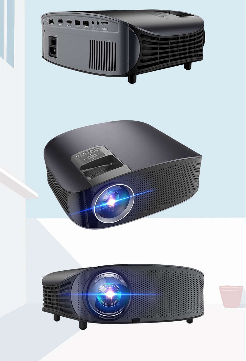 Le Jiada 2018 mới Máy chiếu văn phòng YG660 3D nhỏ HD điện thoại di động máy chiếu micro mini rạp hát tại nhà không dây wifi1080 di động Android 3D không có TV màn hình