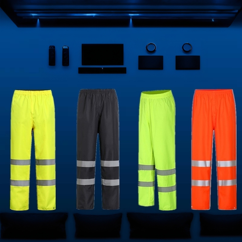 Men's Rain Pants Oxford Cloth Waterproof Single Raincoat Pants Reflective Wear-Resistant Outdoor Fishing Rain Pants Thickened Unisex Split Adult