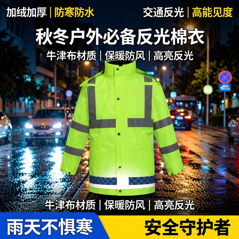 Fleece-Lined Raincoat Oxford Cloth Thickened Traffic Reflective Cotton Clothing Cold-Proof Waterproof Raincoat and Rain Pants Set Men's Warm Cotton Jacket Fleece-Lined Raincoat Oxford Cloth Thickened Traffic Reflective Cotton Clothing Cold-Proof Waterproof Raincoat and Rain Pants Set Men's Warm Cotton Jacket