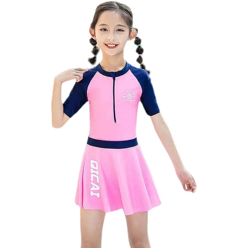 Детский купальник, быстросохнущие раздельные штаны для плавания, плавательная шапочка, комплект, защита от солнца, короткий рукав