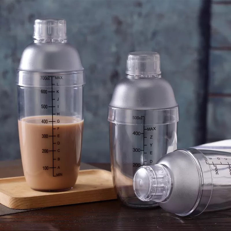 Shaker cup PC resin thickened milk tea shake cup with scale shaker stainless steel shaker milk tea shop set