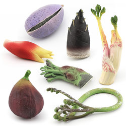 Simulated fruit and vegetable model, bracken, fig, water bamboo shoots, fruit, lotus, bamboo shoots, Liaodong aralia wood ornaments