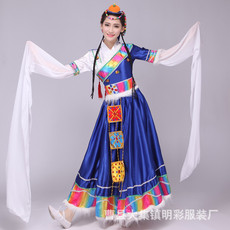 Черлидинг одежда 新款藏族舞蹈演出服男女成人藏族水袖演出服装蒙古表演服