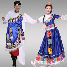 Черлидинг одежда 新款藏族舞蹈演出服男女成人藏族水袖演出服装蒙古表演服